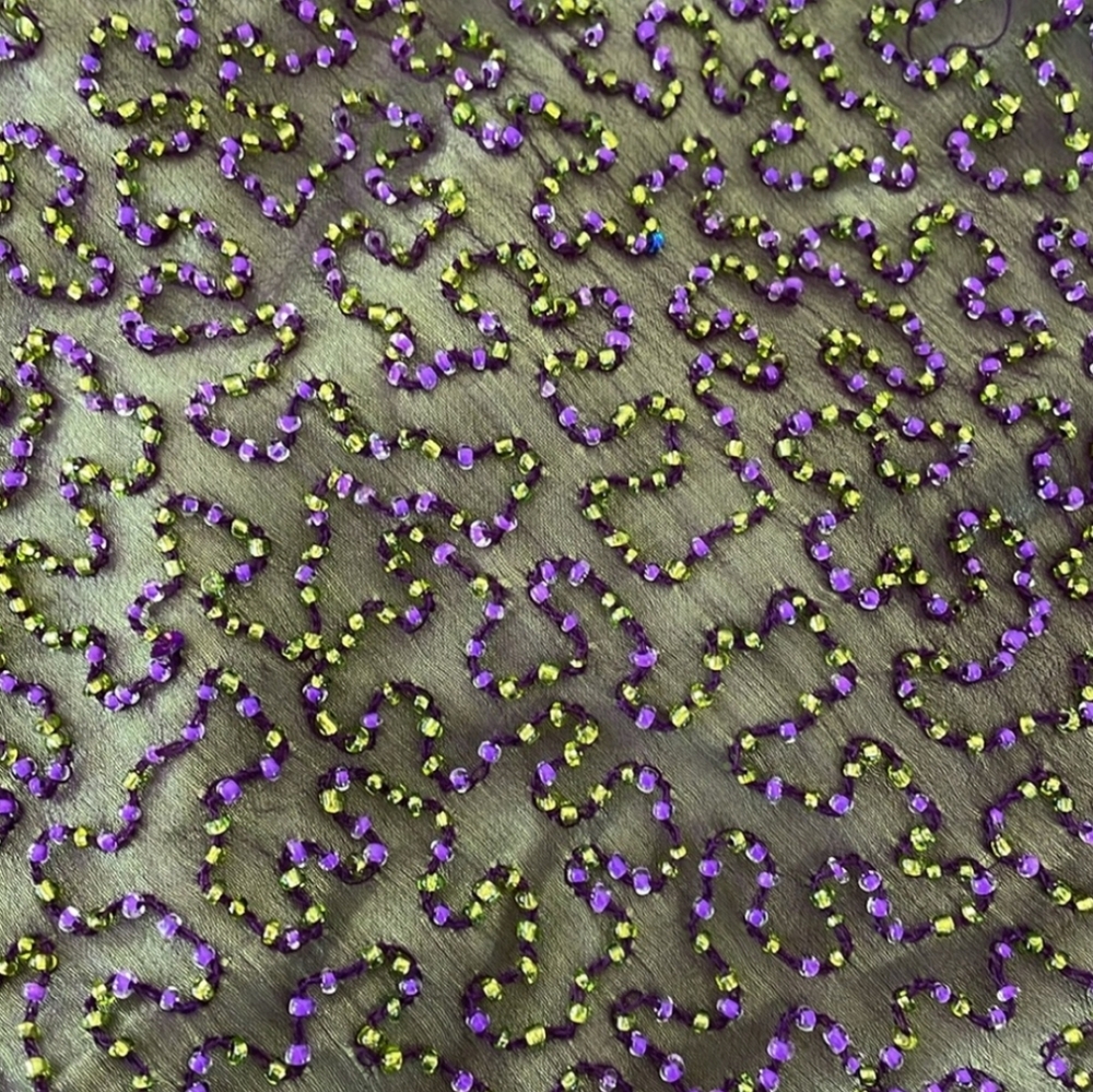Je Matadi Gown Beaded Silk Fabric Shell Prom Formal Glam Purple Green Dress - Picture 4 of 17